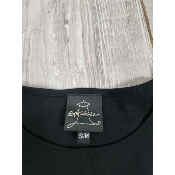 Every Day Wear Spirithouse Womens Knit Lagenlook Black Top Shirt S/M W/ Pockets - Picture 5 of 8